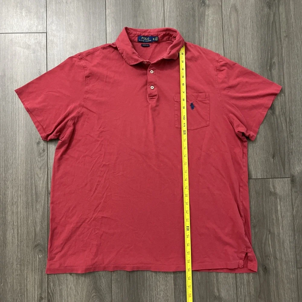 Polo Ralph Lauren Short Sleeve Polo Shirt Mens XL Classic Fit Red Cotton